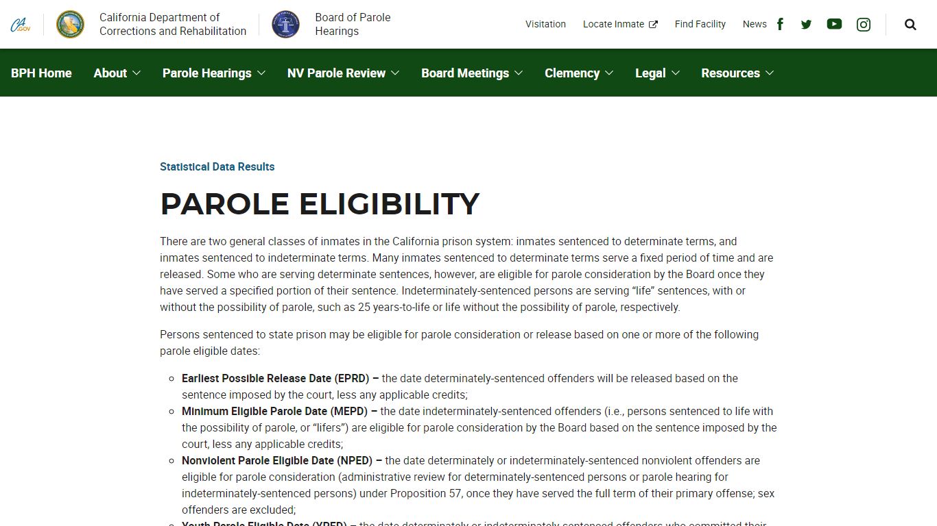 PAROLE ELIGIBILITY - Board of Parole Hearings